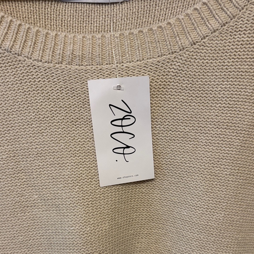 NWT Zoco Wells Sweater Dress Light Tan Sweater with White Skirt. - Picture 5 of 6